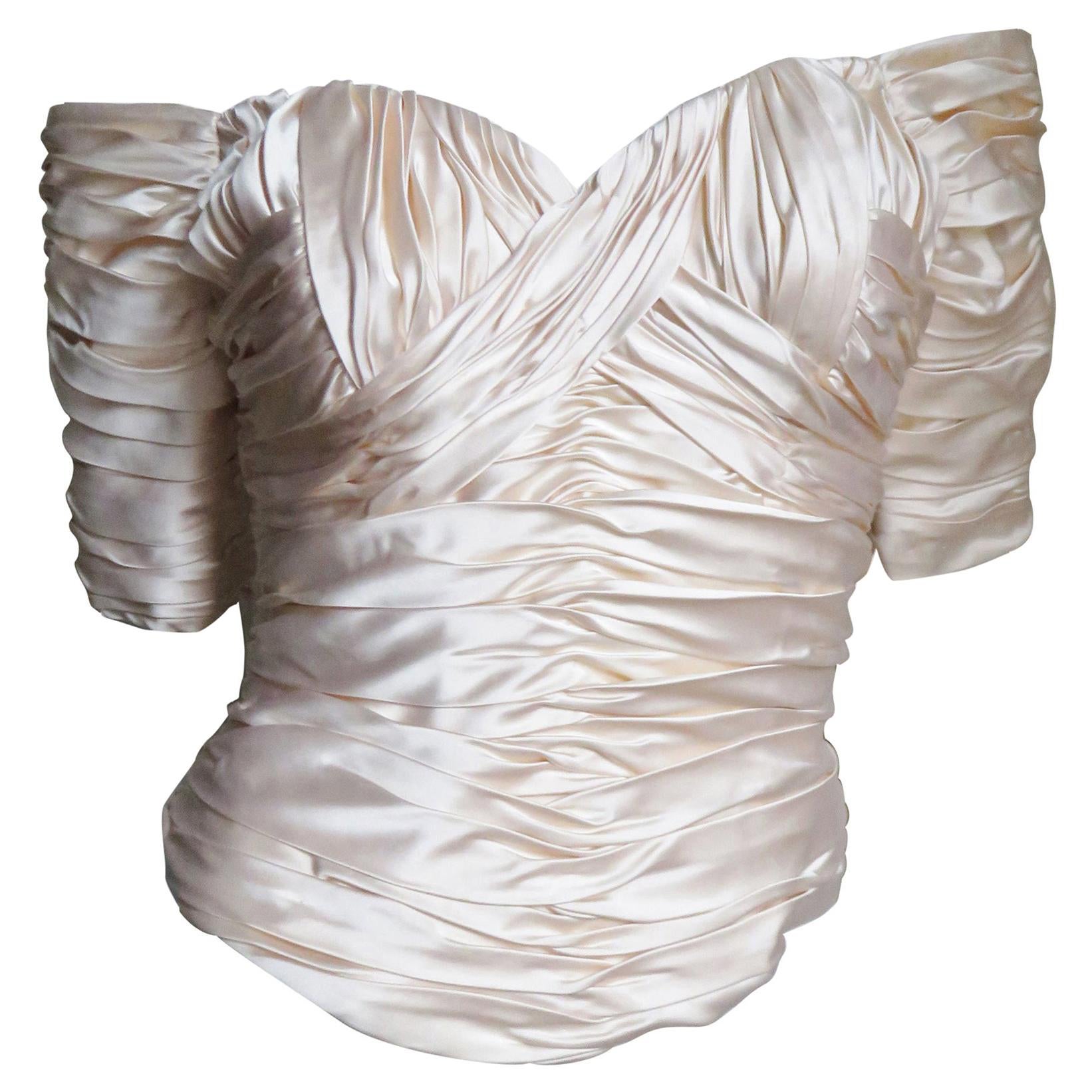  Vicky Tiel Couture Silk Ruched Corset Top 