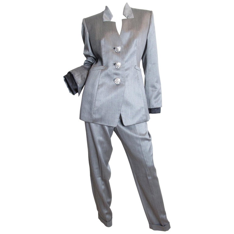 Christian Dior Boutique Numbered Suit Large Crystal Buttons, 1980s For Sale