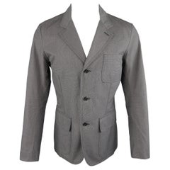 BURBERRY LONDON 40 Grey Nailhead Cotton Notch Lapel Patch Pocket Jacket 