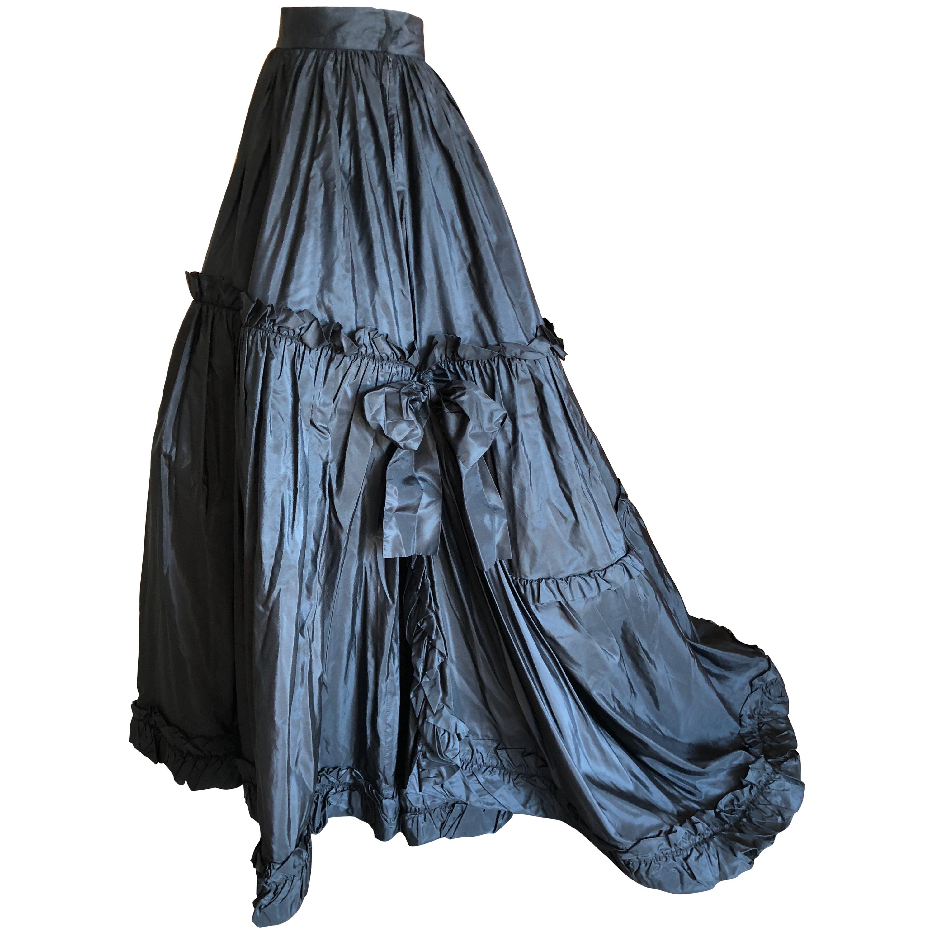 Yves Saint Laurent Rive Guache 1982 Dramatic Black Taffeta Ball Skirt with Train For Sale