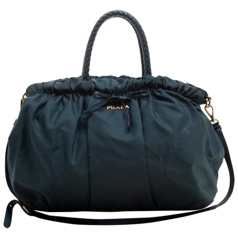 Prada Dark Blue Nylon Convertible Tote