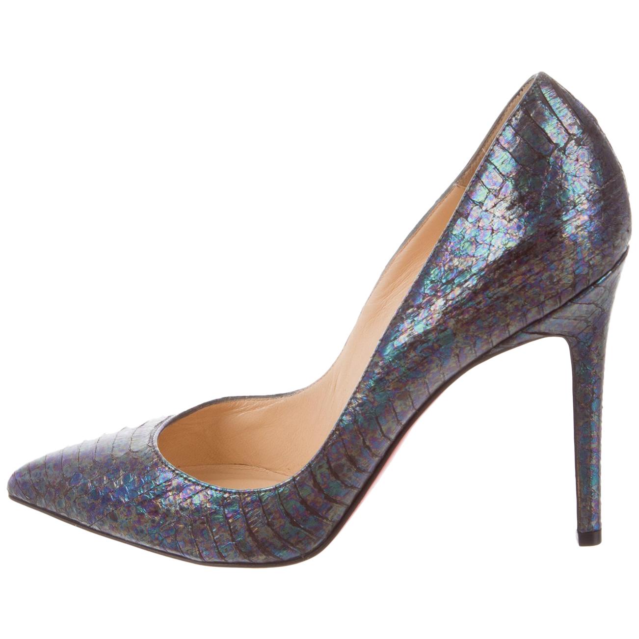 Christian Louboutin NEW MultiColor Iridescent Snake Evening Heels Pumps in Box