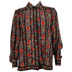 Yves Saint Laurent YSL Vintage Jewel Print Blouse