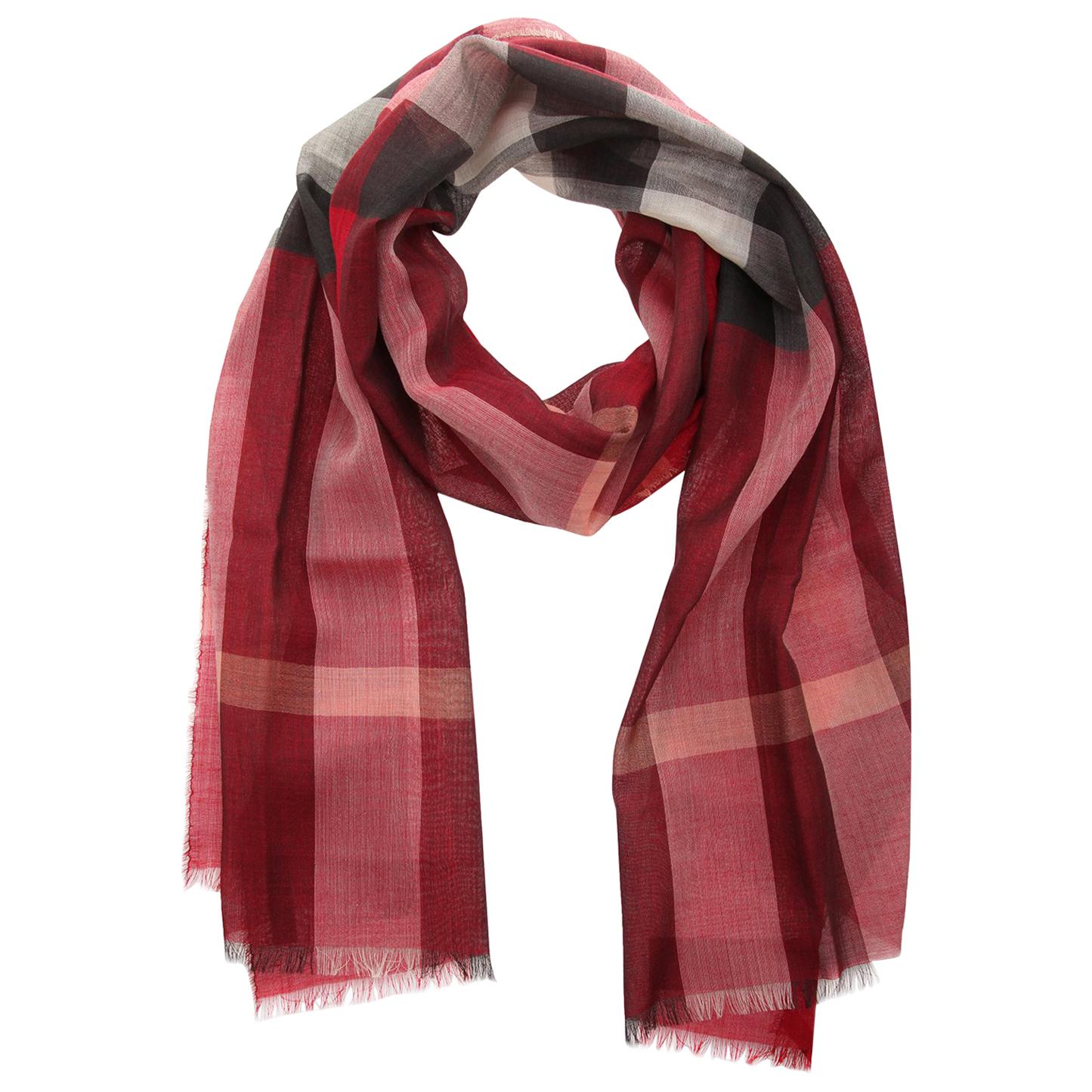 Burberry Scarf crimson pink check GAUZE HALF MEGA CHECK 39149621