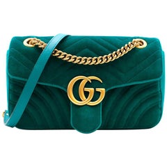 Gucci Small Turquoise GG Marmont Velvet Bag