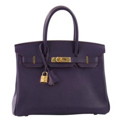 Hermes Birkin Handbag Iris Epsom with Gold Hardware 30