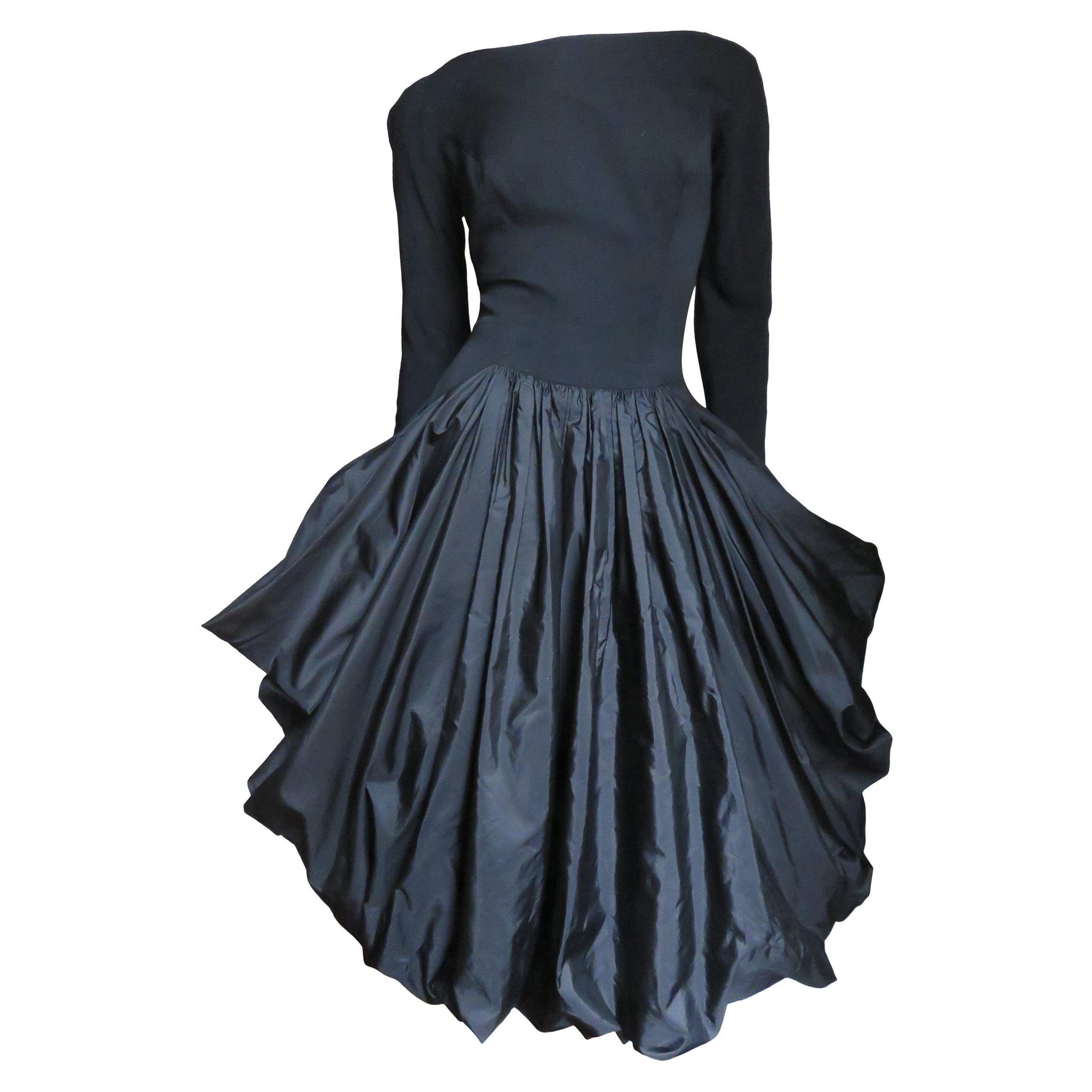 Marberl 1950s Silk Skirt Draped Dress For Sale
