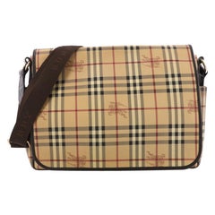 Used Burberry Diaper Bag Haymarket Coated Canvas Large