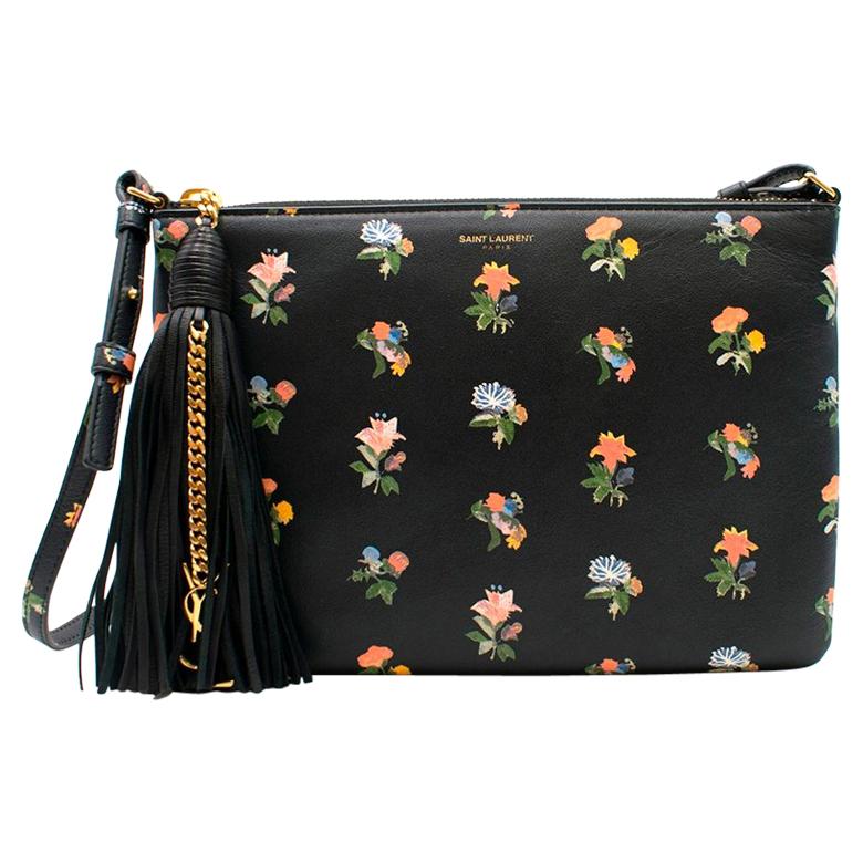 Saint Laurent Prairie Floral Leather Crossbody Bag For Sale