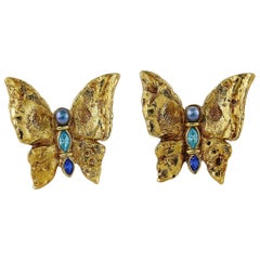 Yves Saint Laurent YSL Vintage Jewelled Butterfly Clip-On Earrings