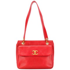 Chanel Red Caviar Leather Shoulder Bag