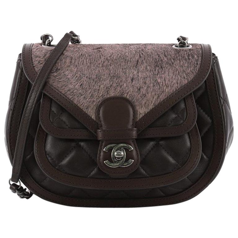Chanel Saddle Bag Quilted Calfskin and Pony Hair Medium