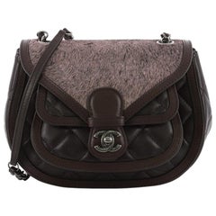 Used Chanel Saddle Bag Quilted Calfskin and Pony Hair Medium