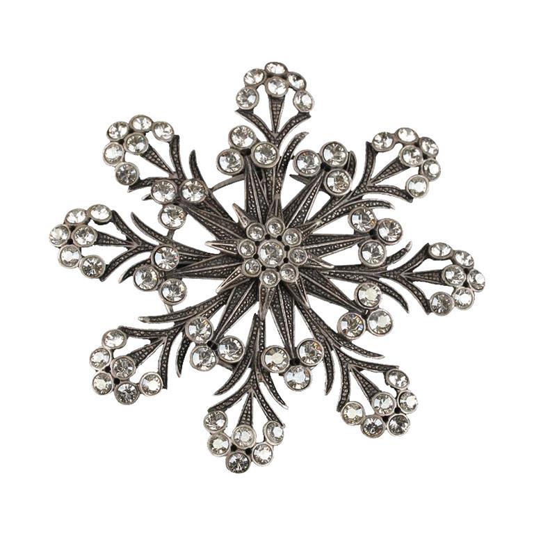 De Liguoro Haute Couture Crystals Snowflake Brooch Pin