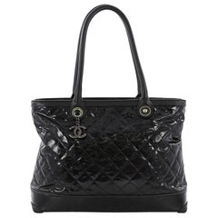 Chanel CC Charm Zip Tote Quilted Coated Canvas Medium