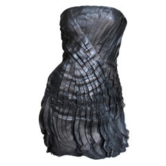 Valentino Trägerloses Kleid aus Leder und Seide