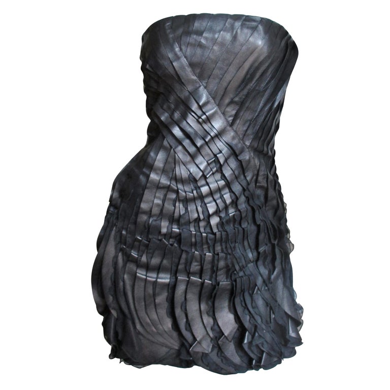Valentino Leather and Silk Strapless Dress For Sale at 1stDibs ...