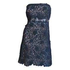 Valentino New Lace and Leather Strapless Dress