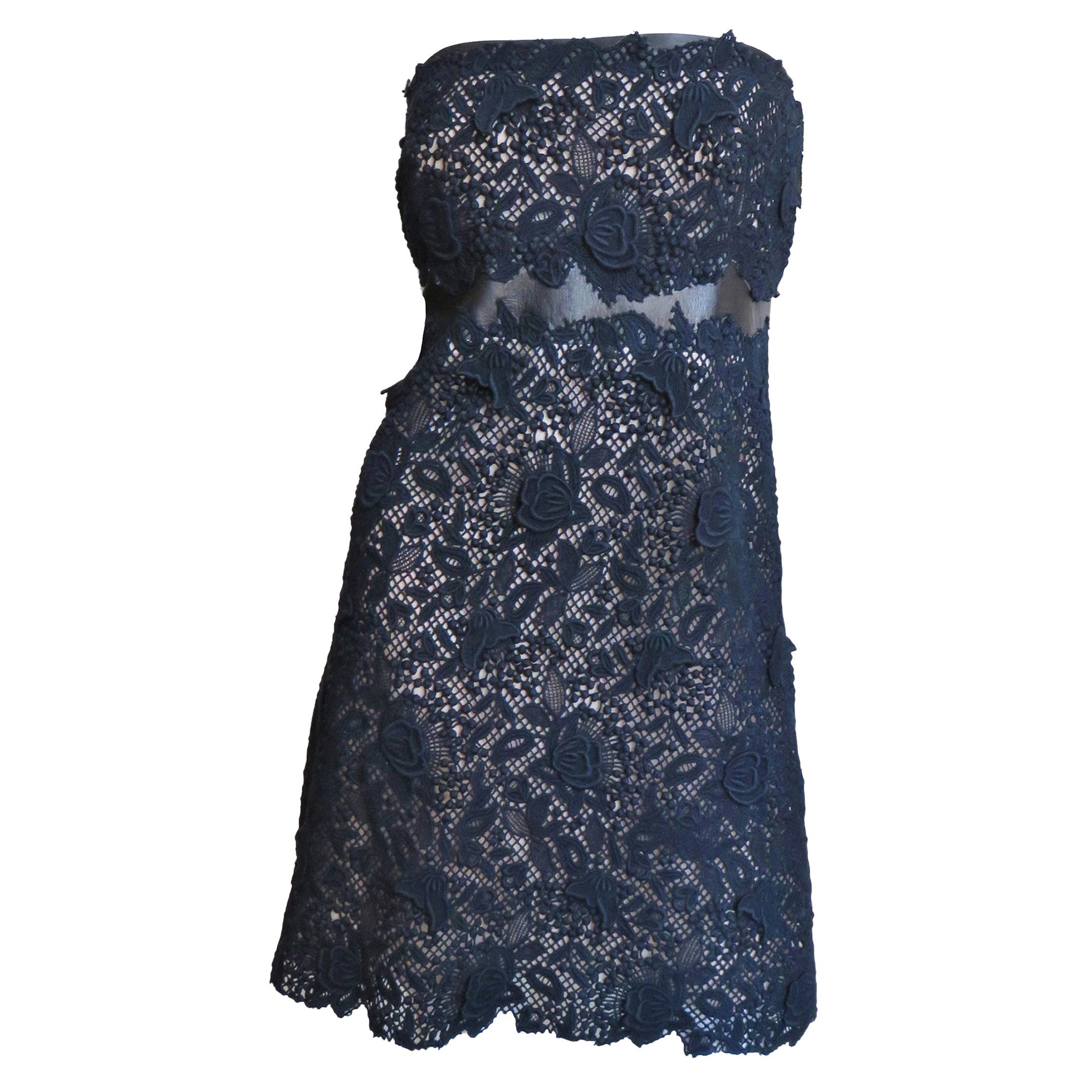 Valentino New Lace Strapless Dress For Sale