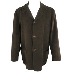 Retro ERMENEGILDO ZEGNA 42 Olive Textured Cotton Velvet Jacket