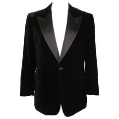 ARMANI COLLEZIONI 44 Black Velvet Satin Peak Lapel Sport Coat