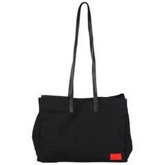 Valentino Garavani Black Canvas Large Tote with Long Straps