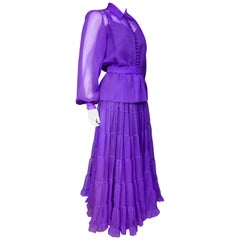 Anonymous Haute Couture Skirt and Blouse Set Circa 1970