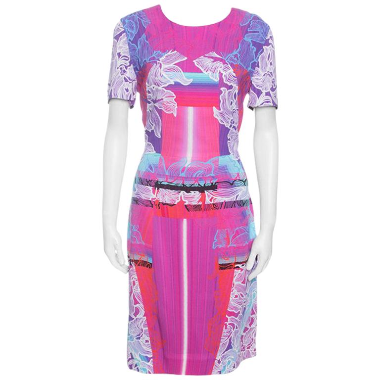 Peter Pilotto Multicolor Orchid Beam Print Short Sleeve Dress M