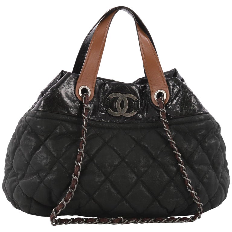 Chanel Black Calfskin Leather Quilted XL Tote Bag