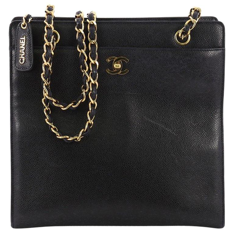 Chanel Vintage CC Lock Pocket Chain Tote Caviar Medium