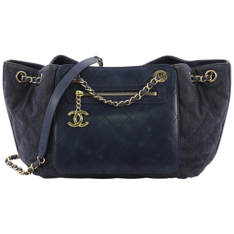 chanel quilted drawstring bag