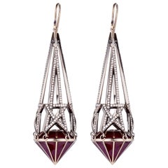 Solange Azagury-Partridge Shooting Star White Gold Pave Diamond Drop Earrings