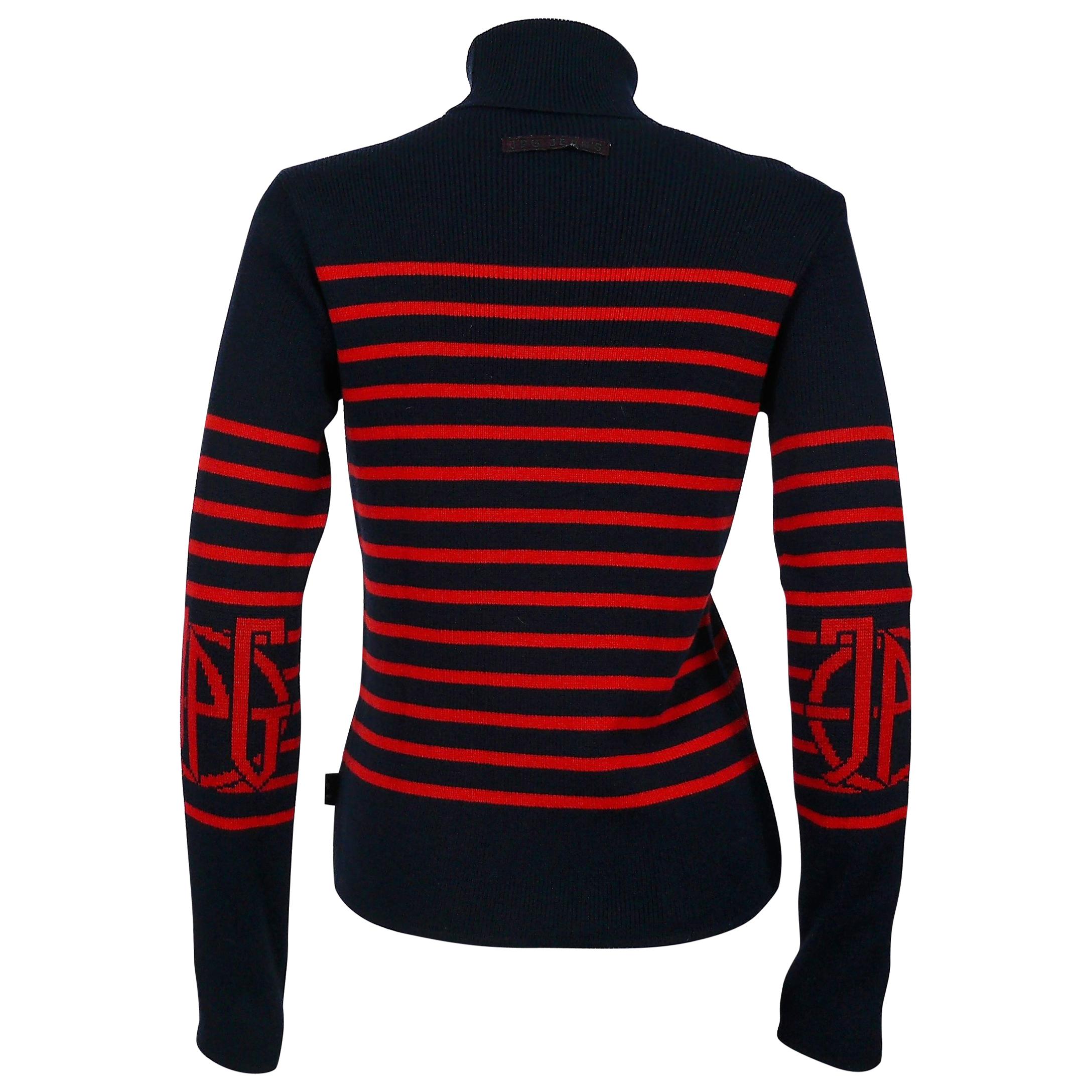 Jean Paul Gaultier Vintage Iconic Matelot Navy Blue Red Sweater US Size 8