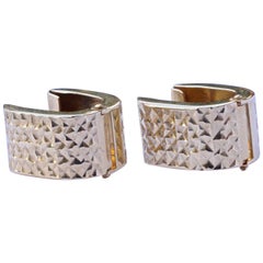 Pale Gold 14K Diamond Cut Wide Hoop Earrings