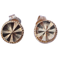 Beverly Hills Gold 14K Round Diamond Cut Stud Earrings