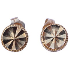 Beverly Hills Gold 14K Round Diamond Cut Stud Earrings