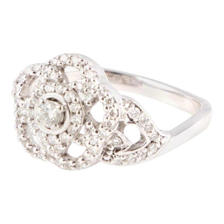 Chanel 18ct white gold & DIAMONDS 'CAMELIA' Ring Size 6.25