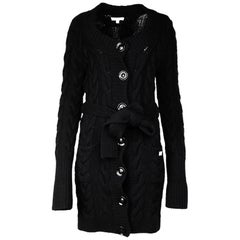 Burberry London Black Cashmere/Wool Cable Knit Sweater Dress Sz M