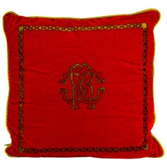 Roberto Cavalli Home Decorative Bright Red Cotton Square Cushion