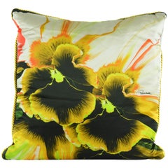 Roberto Cavalli Home Orchid Print Silk Square Decorative Cushion