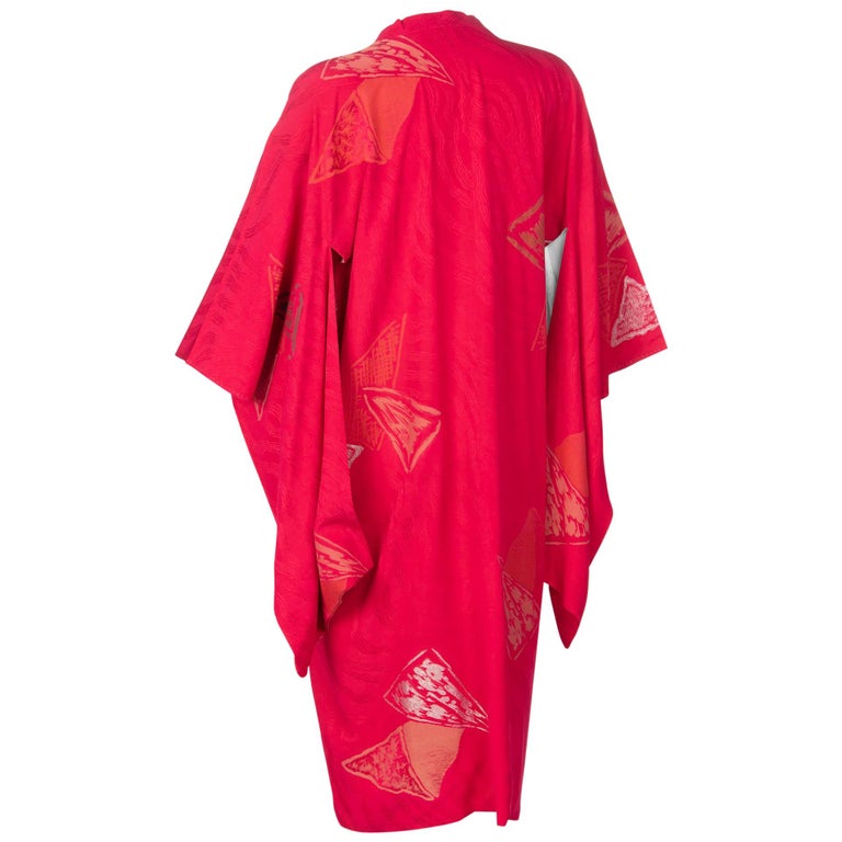 Vintage Japanese Silk Magenta Metallic Michiyuki Kimono Jacket Dress at ...