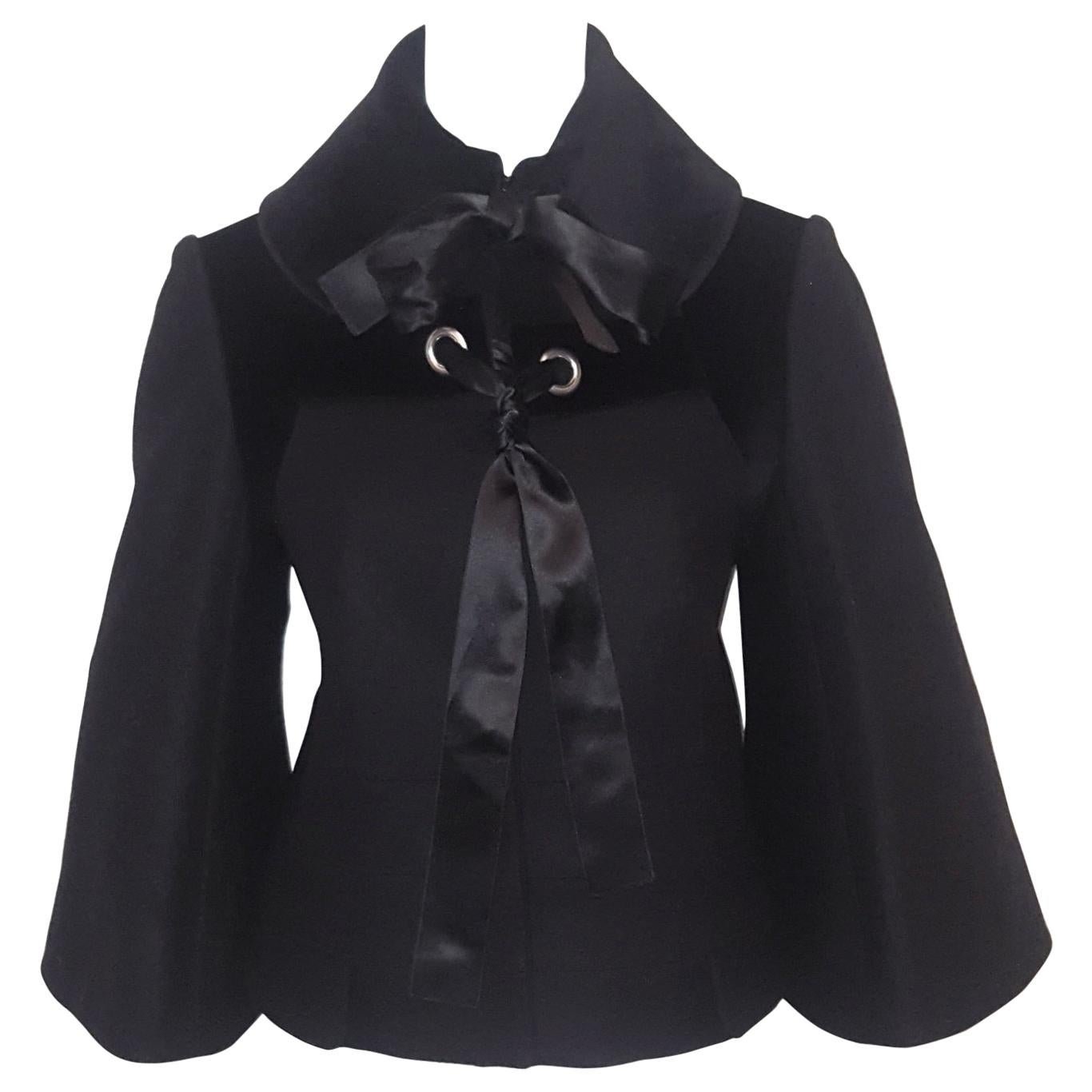 Alexander McQueen Black Wool  Bell Sleeve Jacket  For Sale