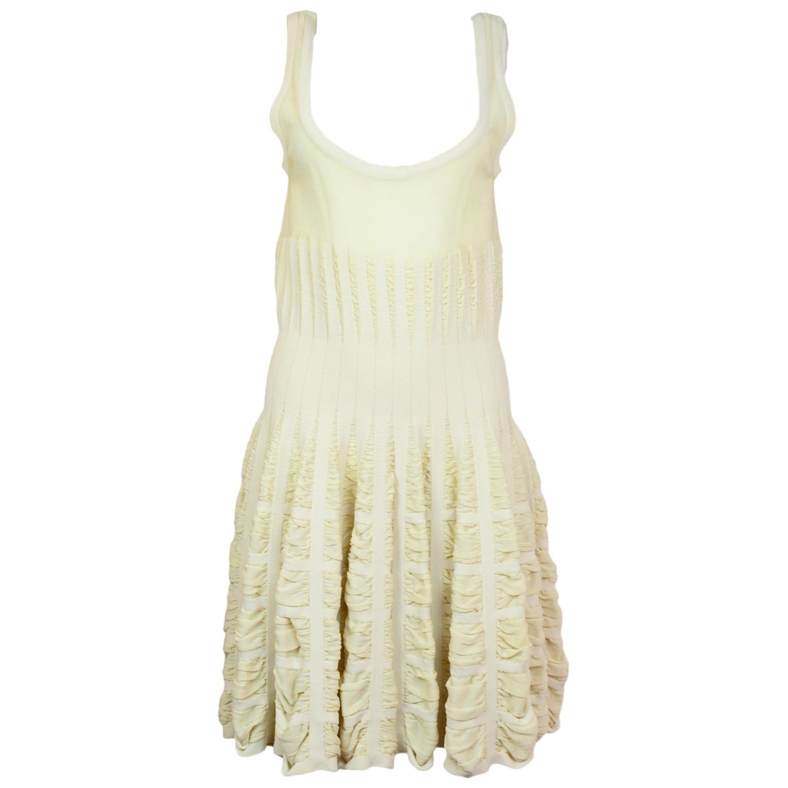 Alaia Cream Sleeveless Fit & Flare Dress Sz L
