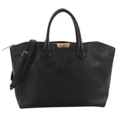 Burberry Dewsbury Convertible Tote Embossed Check Leather Medium