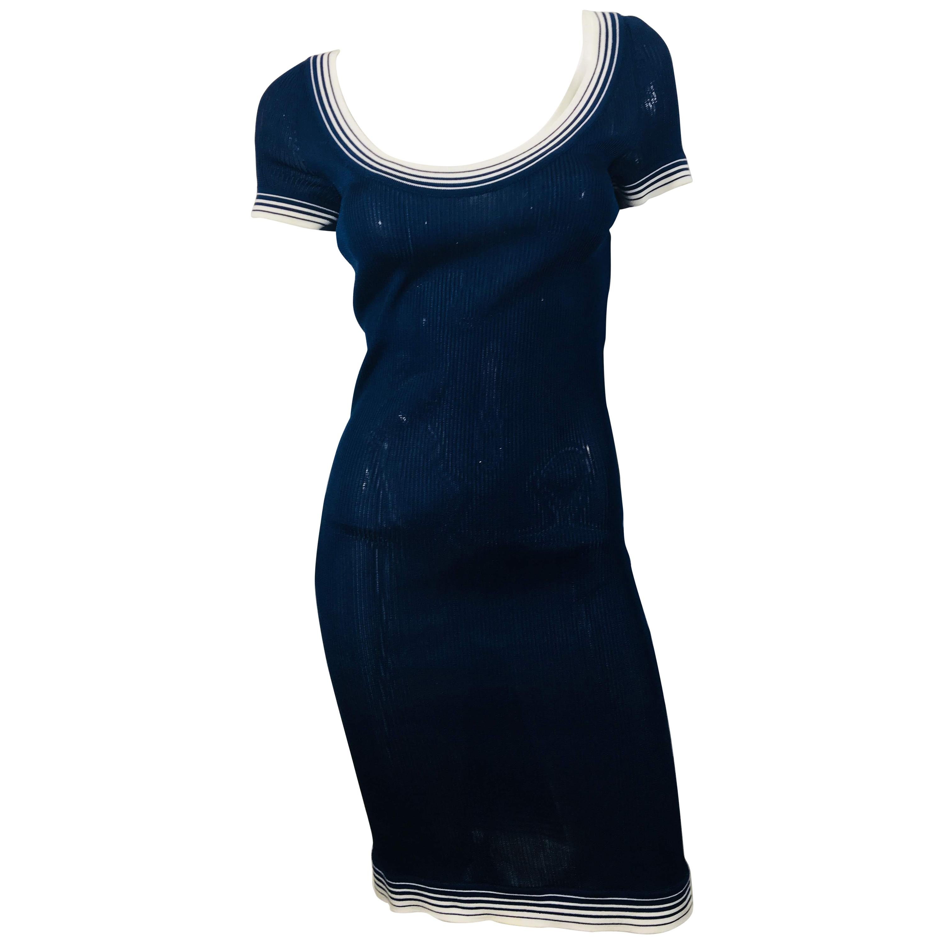 Herve Leger Navy Knit Dress 