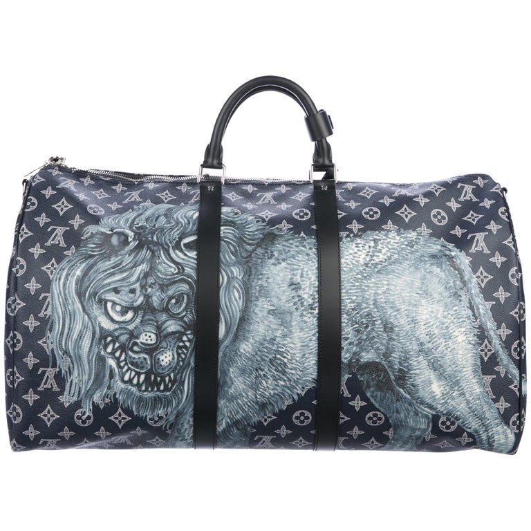 Louis Vuitton NEW Limited Ed. Blue Lion Men&#39;s Women&#39;s Travel Duffle Bag in Box For Sale at 1stdibs