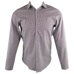 Vintage JIL SANDER Size S Navy & Green Checkered Cotton Long Sleeve Shirt