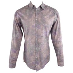 Vintage LOUIS VUITTON Size XL Purple Print Cotton Long Sleeve Shirt