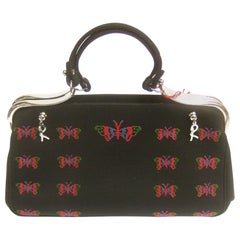 Roberta di Camerino Black Cloth Butterfly Handbag circa 1990s