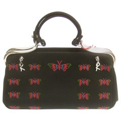 Roberta di Camerino Black Cloth Butterfly Handbag circa 1990s 